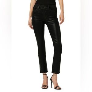 Hudson | Barbara High Rise Straight Ankle Jean - Black Coated - Edgy - Chic NWOT